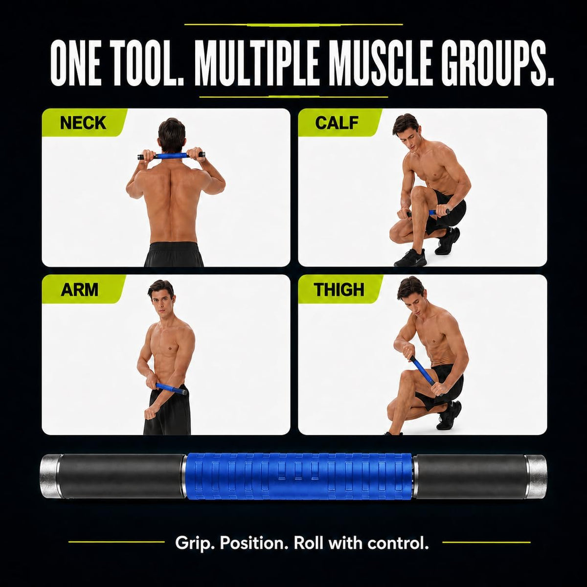 Muscle Roller Massage Stick for Legs Massager Roller-Calf Roller Deep Tissue Release Muscle Soreness, Trigger Points for Legs, Neck, Calves, Thighs, Shins, Back