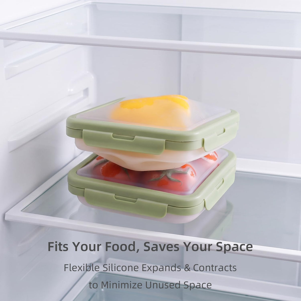Reusable Silicone Food Storage Container with Lid Avocado Saver(6.5 cups/0.4 gal), Onion Keeper, Silicone Kitchen Organizers for Fridge