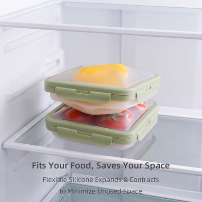 Reusable Silicone Food Storage Container with Lid Avocado Saver(6.5 cups/0.4 gal), Onion Keeper, Silicone Kitchen Organizers for Fridge