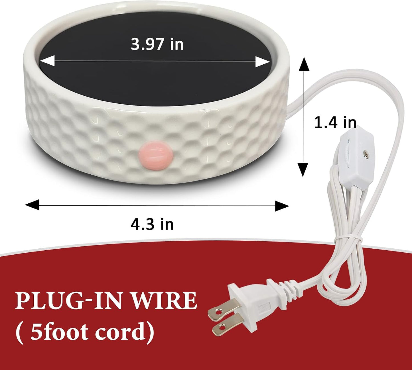 Electric Large Candle Warmer Plate - Ceramic Candle Wax Warmers Timer Adjust Fragrance Intensity Auto Shut Off for Home Office, Aromatherapy Fragrance and Heating Beverage, Milk, Tea, Hot Chocolate
