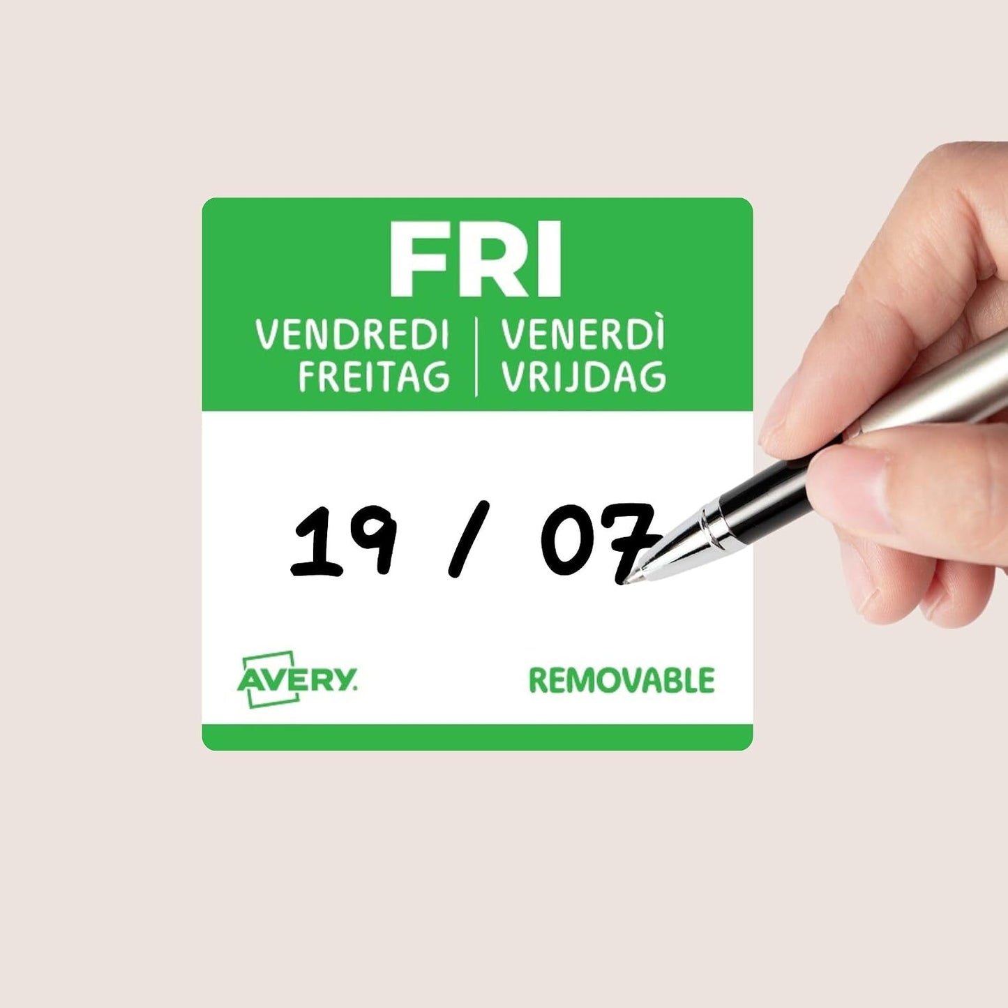 Avery Removable, Hand Writable, Food Day Labels, Wednesday, Strong Adhesive, 25 x 25 mm, Red, 1000 Labels, Preprinted Design (DLSWEDREV-1000)