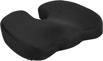 Amazon Basics Comfortable Seat Cushion & Lumbar Support for Office Chairs, Gel Enhanced Memory Foam, Non-Slip, Cooling, Portable, Pack of 2, Rectangular, Black