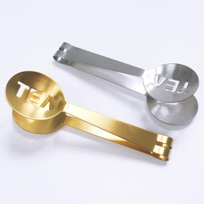 Tea Bag Squeezer (4 Pack), Stainless Steel Oval Tea Bag Squeezer Tongs, Tea Filter Coffee Bag Clamp Tea Strainer Grip Holder Lemon Slice Clip, Mini Ice Sugar Tongs Tea Bag Spoon