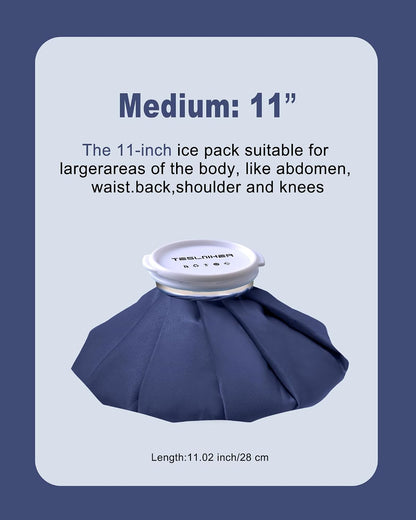 Ice Pack for Injuries with Strap, Ice Bags Reusable Hot Water Bag for Pain Relief, Hot & Cold Therapy Ice Bag, No-Leak Elastic Breathable Ice Cold Pack, Size 11" 2Pcs with Strap Length 41"