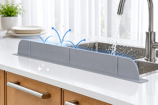 30 inch(75cm) Premium Kitchen Sink Silicone Water Splash Guard SIZE UPGRADE 30" and new package - NO Suction Cups, Ultra Wide 30" - Made in Korea (Ultra Wide Eco Gray)