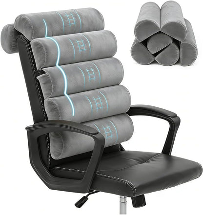 Lumbar Support Pillow for Office Chair,Multiple Adjustable | Back Support for Office Chair High Back/Couch/Sitting on Bed,Patented 6 Semi Cylindrical Back Cushion,Short Velvet Cover