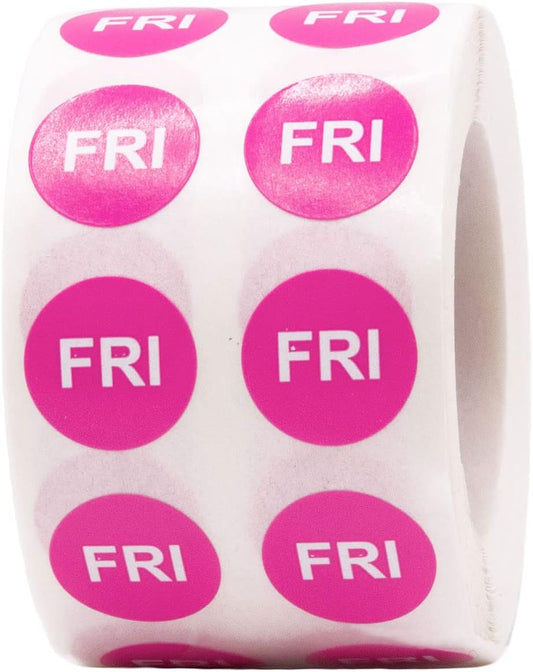 Red Circle Wednesday Stickers – 1/2 Inch Round Adhesive Labels, 1000 Total Stickers Per Roll for Inventory, Food Rotation, Organization, and Retail – Made in the USA