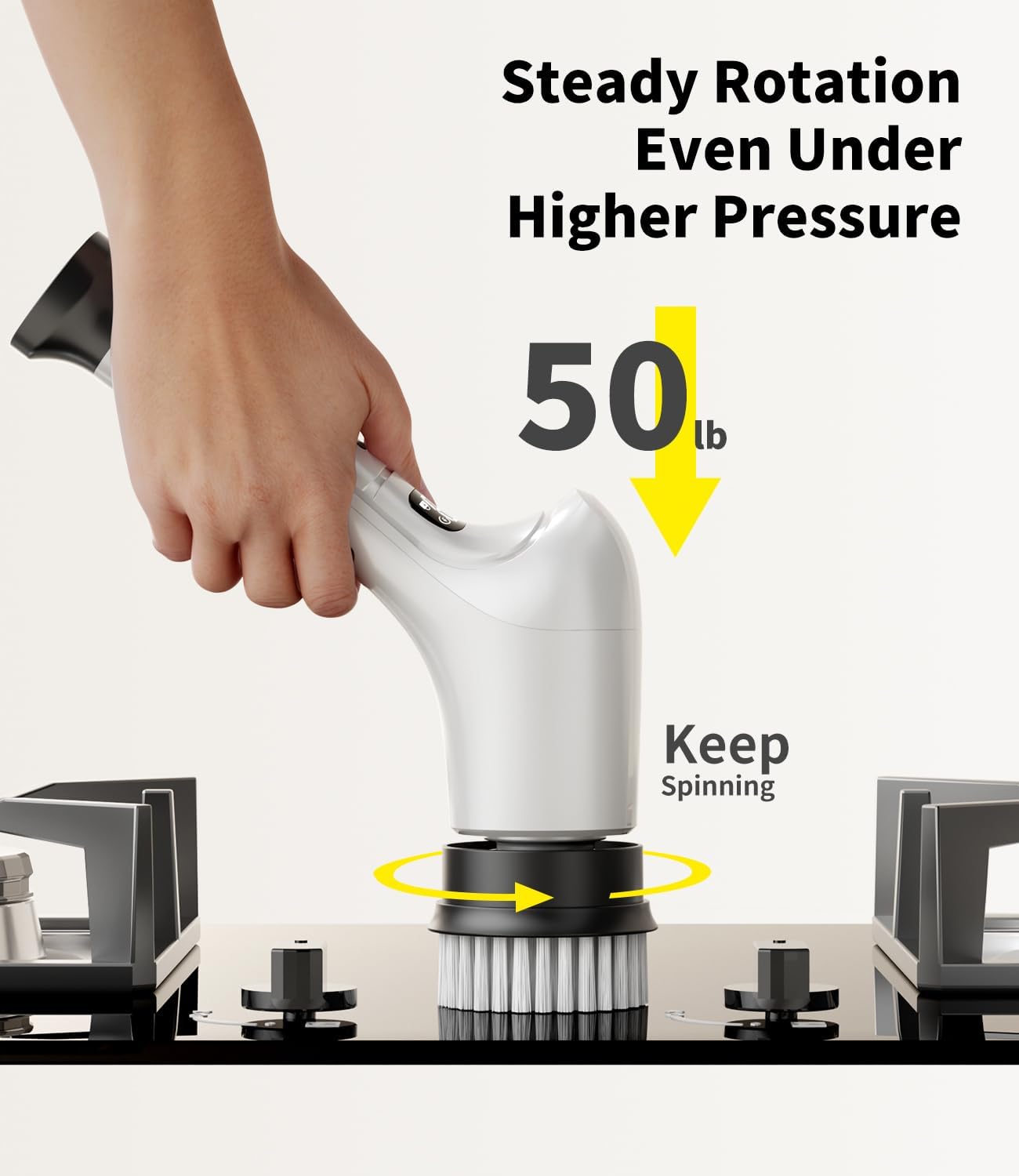 Electric Spin Scrubber, Cordless Household Cleaning Brush with 6 Replaceable Heads, 3 Speeds, LED Display, Lightweight Handheld Power Scrubber for Cleaning Stove/Bowl/Sink/Corner/Tile/Grout-Black