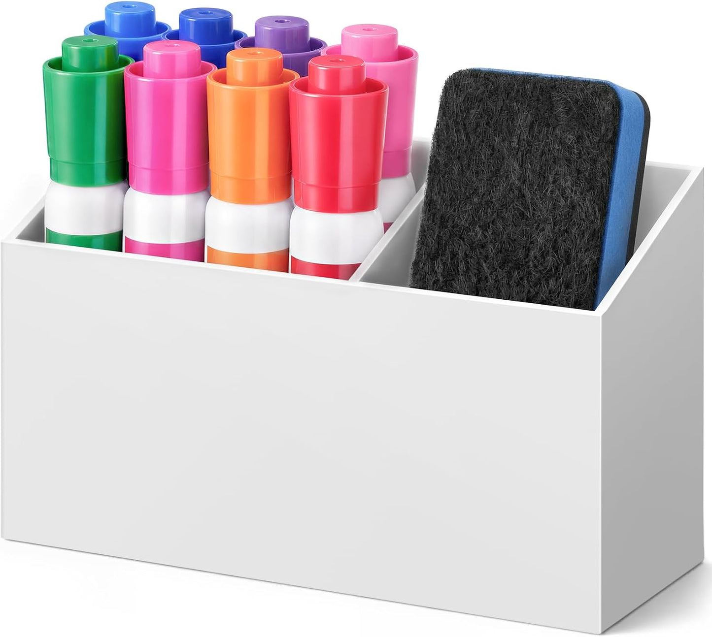 MR.MATE Magnetic Pen Holder,Clear Magnetic Marker Cup for Fridge Whiteboard | Dry Erase Marker Pencil Holder with Acrylic Cup and Strong Magnet, Non-slip Design For Refrigerator Locker Office & Classroom