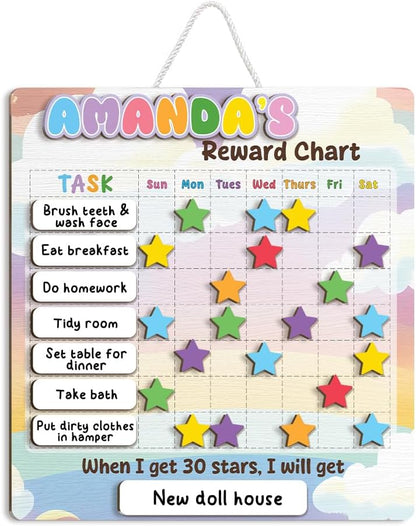 TinyKidz Wooden Daily Routine Chart 11x15, Schedule Board for Kids, Wooden Chore Chart for Kids, Responsibilities Chart for Toddlers, Morning Bedtime Routine for Toddlers