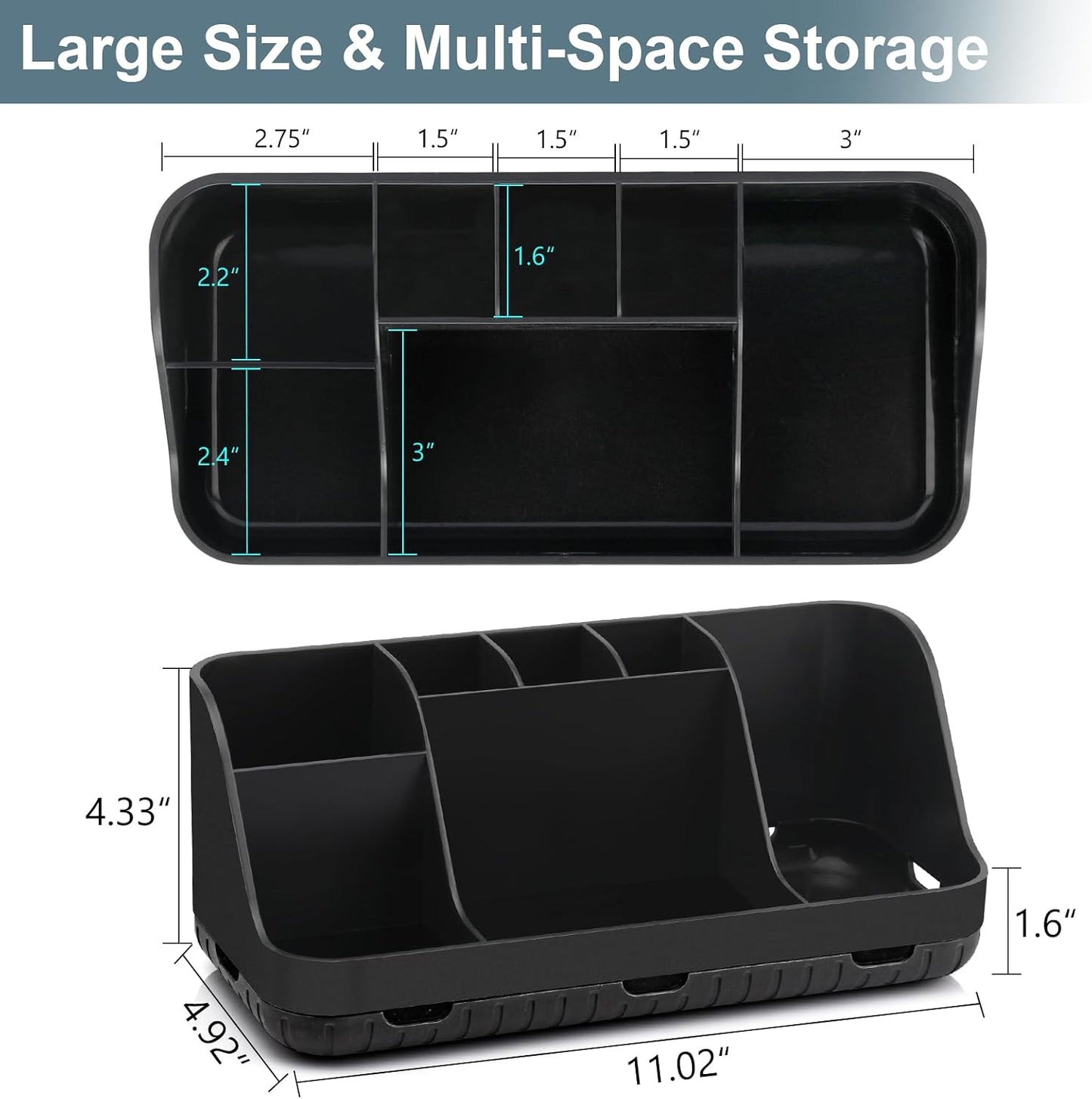 GFWARE Black Toothbrush Holder - 7 Slots Bathroom Organizer Countertop with Drainage Matte Black Electric Toothbrush and Toothpaste Holder for Bathroom Accessories Organization Vanity Sink Storage | Detachable 7 Slots Matte Black Kid Electric Toothbrush