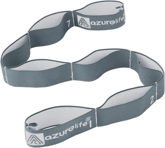 A AZURELIFE Elastic Yoga Stretching Strap, Multi-Loop Stretch Strap for Physical Therapy, Pilates, Yoga, Dance & Gymnastics Exercise and Flexible Pilates Stretch Band