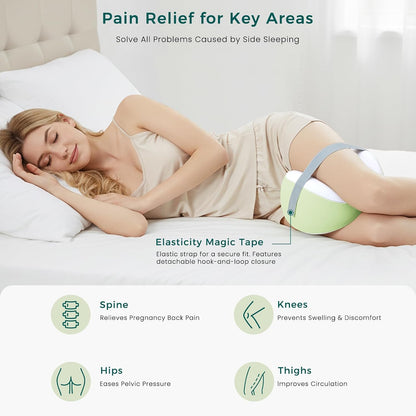 Knee Pillow for Side Sleepers, Leg Pillow with Adjustable Hook & Loop Strap & Removable Washable Cover for Spine Alignment, Sciatica, Hip & Back Pain Relief