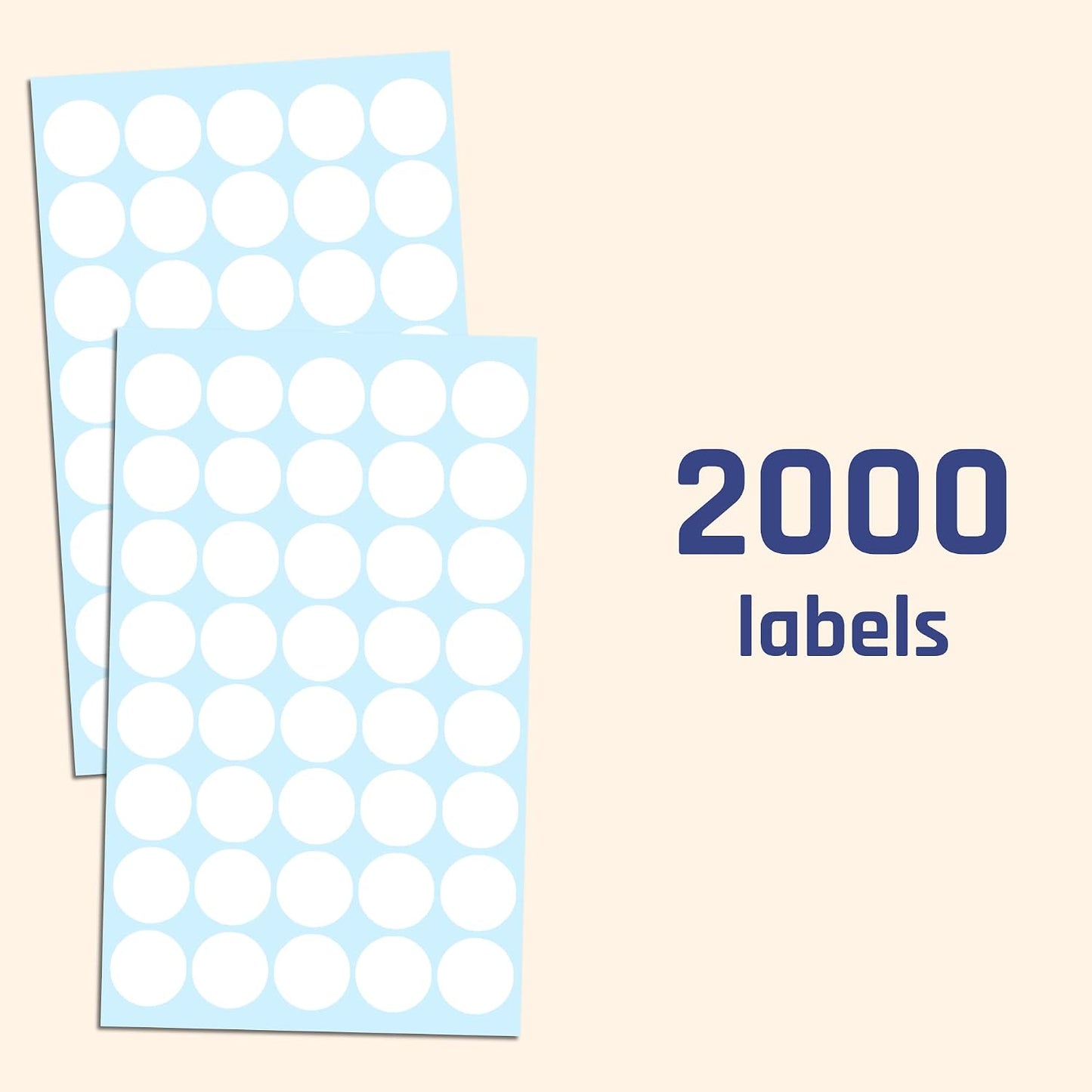 2000 Pack, 3/4" Round Colored Dot Stickers Labels - 10 Colors
