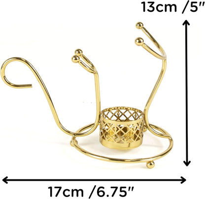 Brandy Warmer Stand Set - Cognac Brandy Snifter Warmer | Heater with Tea Light Holder and Metal Stand in Stunning Gold