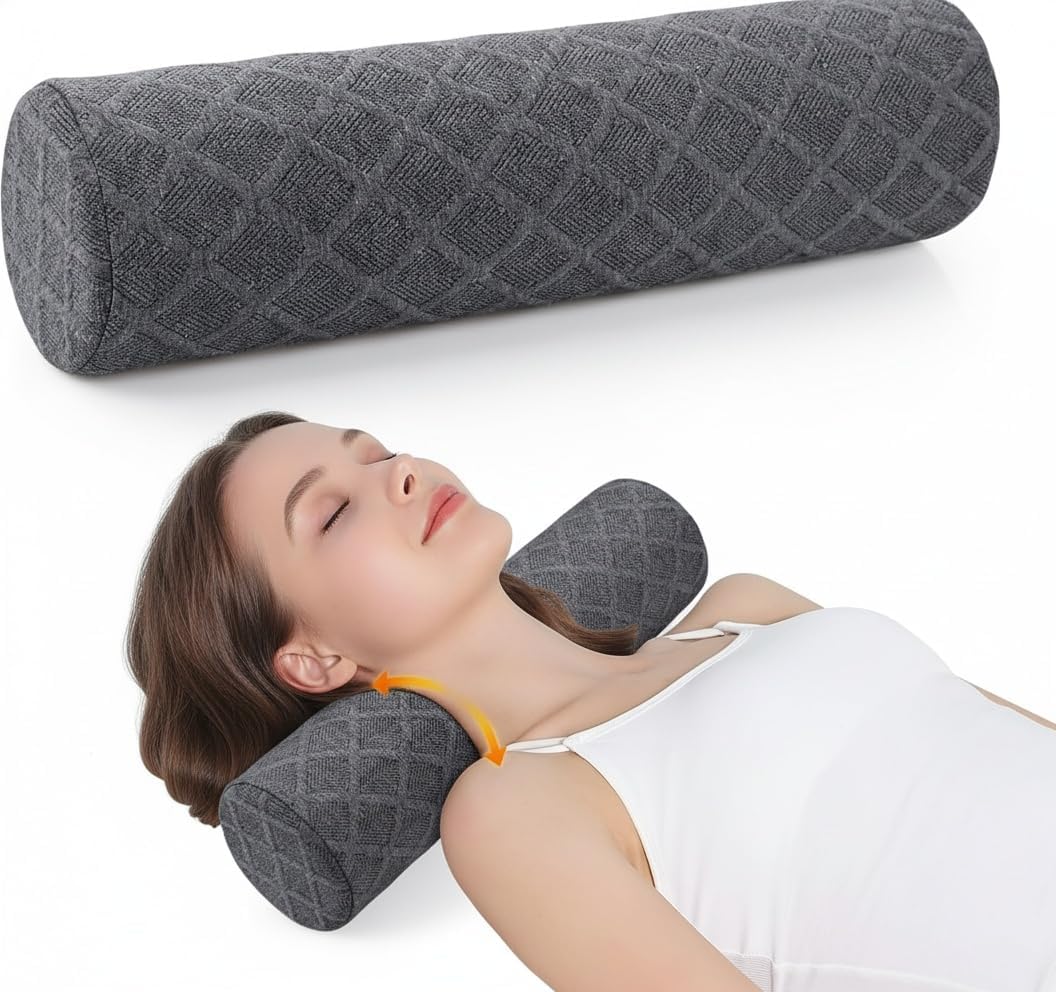 3.1" Small Neck Roll Memory Foam Pillow Cylinder,Detachable Cover | Neck Support Pillows for Sleeping,Comfortable Breathable,Round Bolster Pillow for Bed,Back ,Lumbar Leg and Yoga Pain Relief