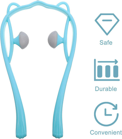 ARTIBETTER Cat-Shaped Neck Massage Roller Handheld Neck Massager Blue for Cervical Vertebra Relaxation and Muscle Relief