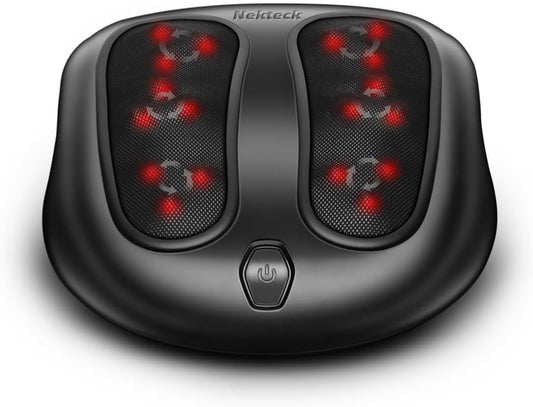 Nekteck Foot Massager with Heat, HSA Eligible FSA Massage Tools Gifts | Shiatsu Heated Electric Kneading Foot Massager Machine for Plantar Fasciitis, Built-in Infrared Heat Function and Power Cord