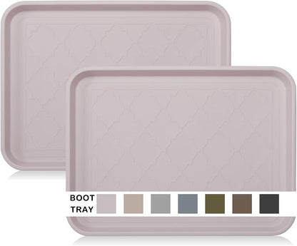 WATANIYA PET Boot Tray for Entryway Indoor, Heavy Duty Shoe Mat Tray 2 Packs, 16.7"x12.8" Waterproof Shoes Trays with Raised Edge, Outdoor Multi-Purpose Mats for Boots, Garden, Pets