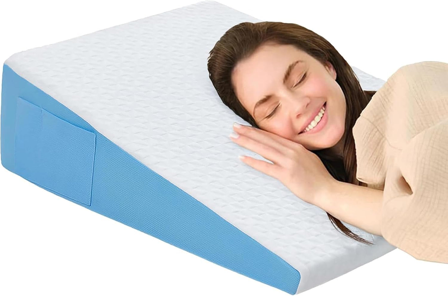 8" Leg Elevation Pillow, Memory Foam Wedge Pillow for Leg & Knee Support | Knee, Hip & Ankle Support. Elevates Legs For Comfortable Sleeping, Resting, And Recovery With A Supportive Wedge Shape.