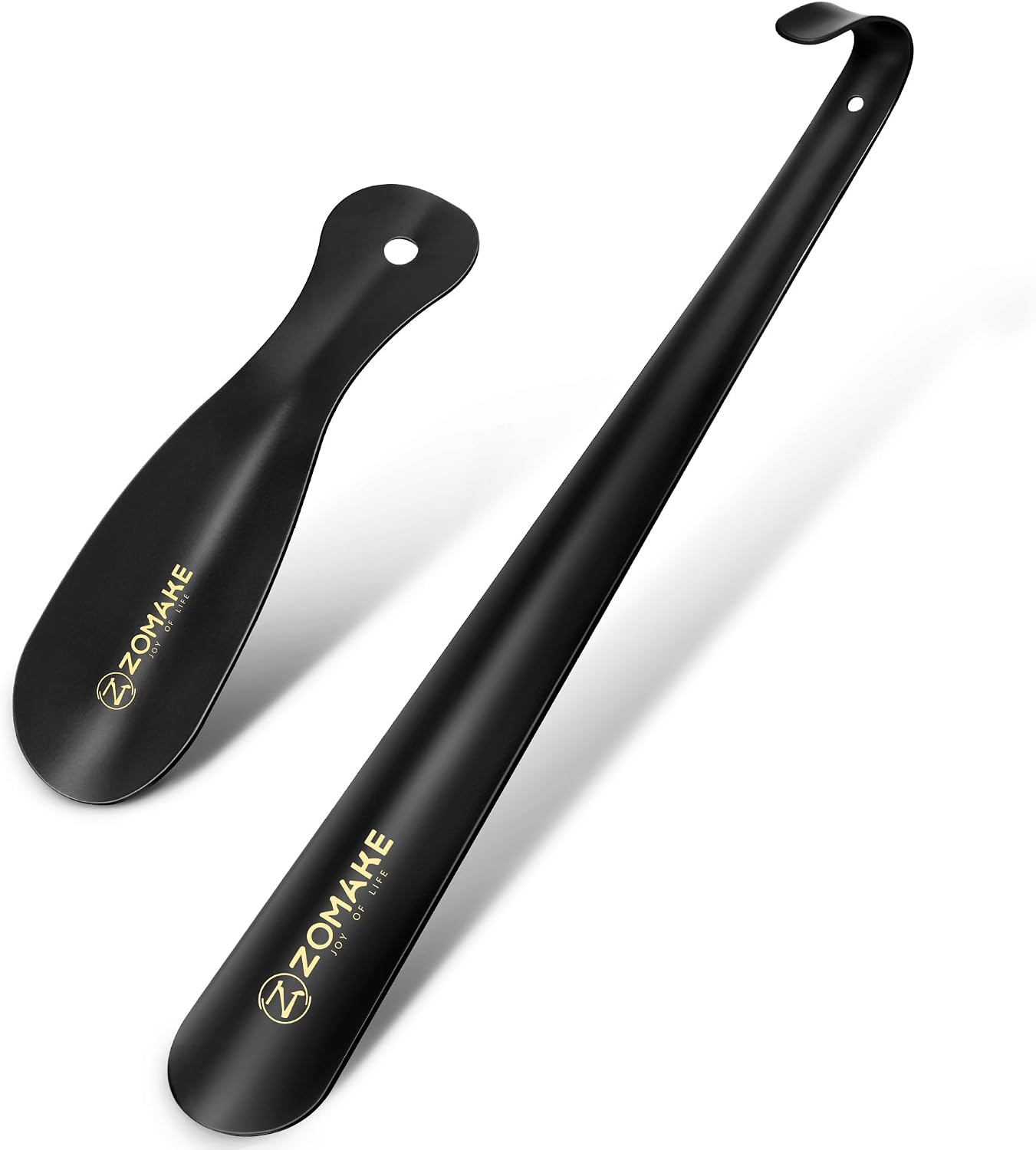 ZOMAKE Shoe Horn Long Handle for Seniors Men Women, Metal Shoehorn 16.5" | Stainless Steel Boot Horn Shoe Spoon Helper, Smooth Rounded Curve, Comfort Grip, No Bending Over, Shoe Care for Daily Use