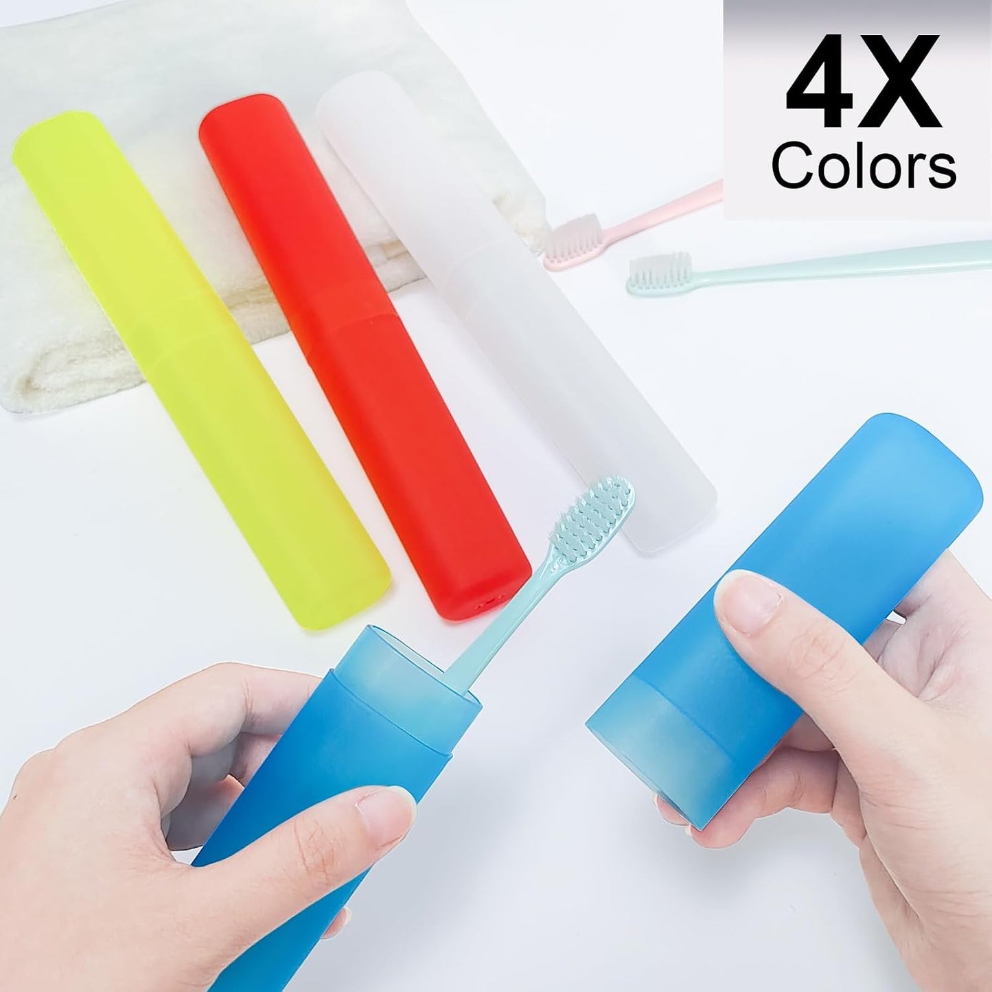 Mulbozy 4 Packs Portable Travel Toothbrush Case, Breathable Plastic Toothbrush Holder for Home, Travel, Business, Camping, School
