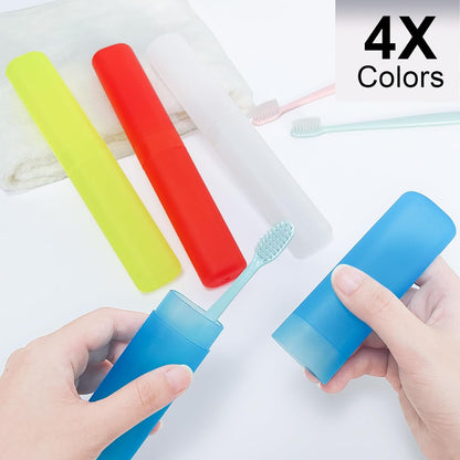 Mulbozy 4 Packs Portable Travel Toothbrush Case, Breathable Plastic Toothbrush Holder for Home, Travel, Business, Camping, School