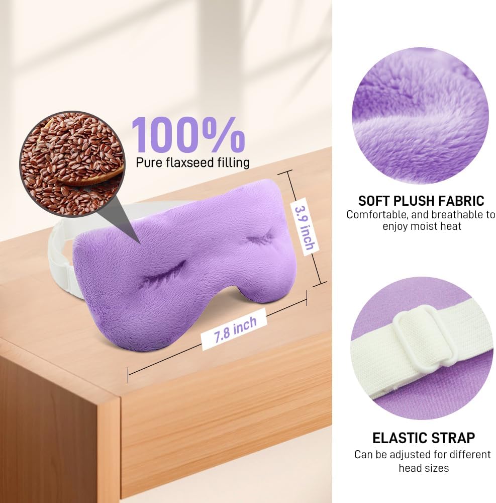 Weighted Eye Pillow for Yoga, Moist Heat Mask for Dry Eyes(Purple)
