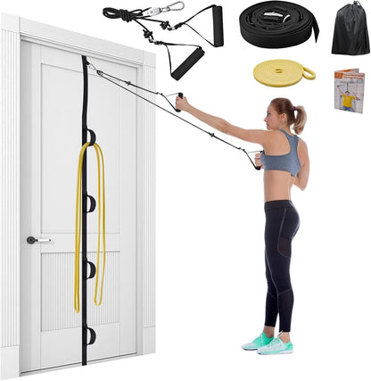 ATENTO Shoulder Rehab Pulley System with Foam Handles│Arm Pulley with Muti-Anchor Door Strap for Physical Therapy Exercises │Latex Resistance Bands for Assisting Rotator Cuff, AC Joint, Shoulder Pain