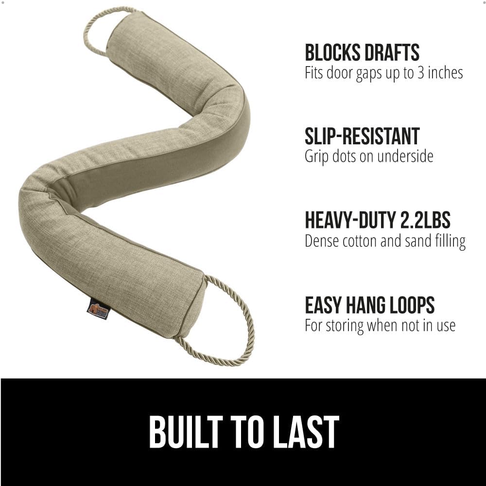 GORILLA GRIP Door Draft Stopper for Bottom of Doors, Cold Air Insulation Sweep, Weather Stripping Seal Noise, Soundproofing, Warmth Sealer, Easy Install Gap Filler, Home Essentials, 32 Inch, Gray