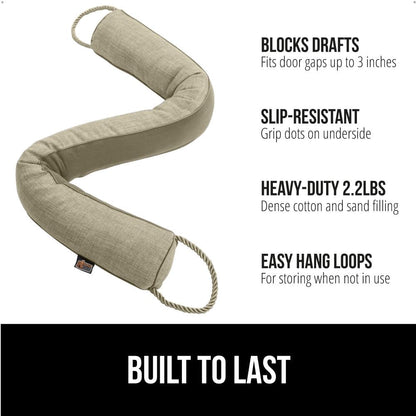 GORILLA GRIP Door Draft Stopper for Bottom of Doors, Cold Air Insulation Sweep, Weather Stripping Seal Noise, Soundproofing, Warmth Sealer, Easy Install Gap Filler, Home Essentials, 32 Inch, Gray