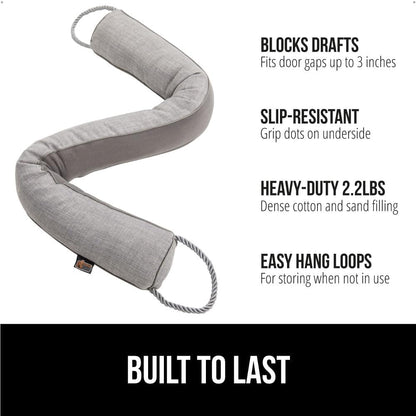 GORILLA GRIP Door Draft Stopper for Bottom of Doors, Cold Air Insulation Sweep, Weather Stripping Seal Noise, Soundproofing, Warmth Sealer, Easy Install Gap Filler, Home Essentials, 32 Inch, Gray