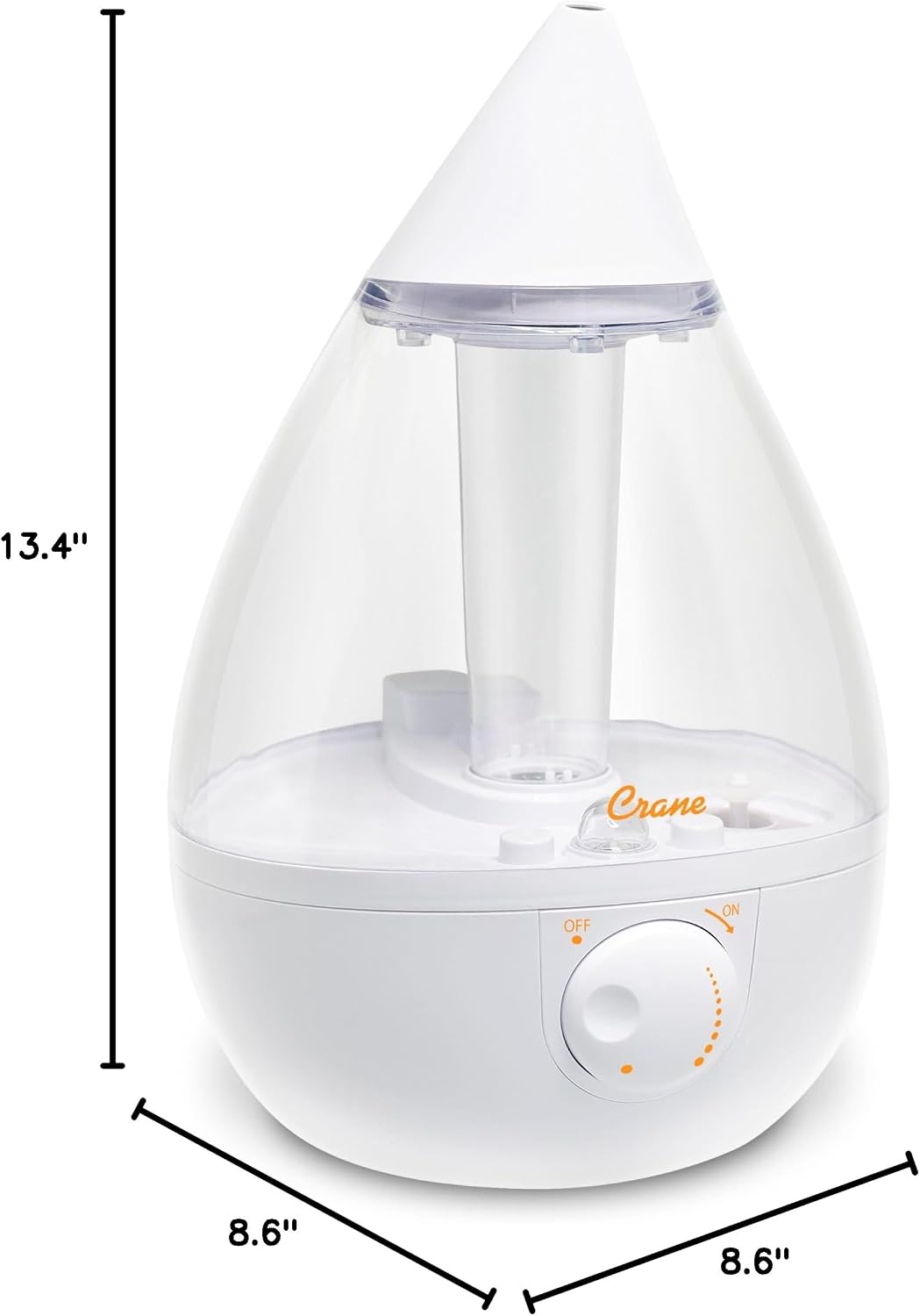 Crane Ultrasonic Cool Mist Humidifier for Bedroom, Baby Nursery, Kids Room, Plants, or Office, Large 1 Gallon Tank, Filter Optional, Blue and White