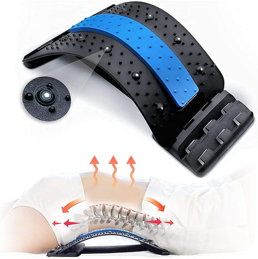 Back Stretcher, Spine Deck Back Pain Relief Products for Office Chair, Car, Travel, Multi-Level Lumbar Support Device, Lower Back Stretcher with Massaging Points and Cushion Foam