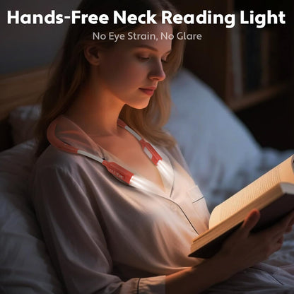Neck Reading Light LED Brightness Rechargeable Bendable Book Lamp for Reader Lover in Bed Knitting Camping Repairing Gifts Orange