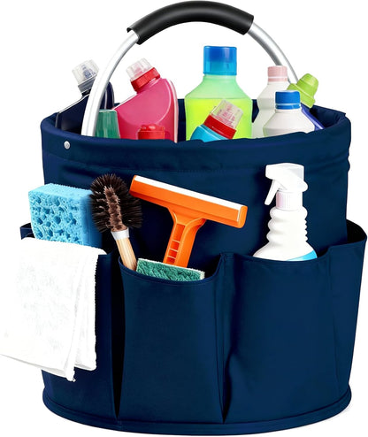 Cleaning Caddy with Handle, for Cleaning Supplies Organizer Bucket | Foldable Storage Tote with 6 Pockets,17L Large Capacity Basket for Household Organizer,Laundry Room,Bathroom & Home