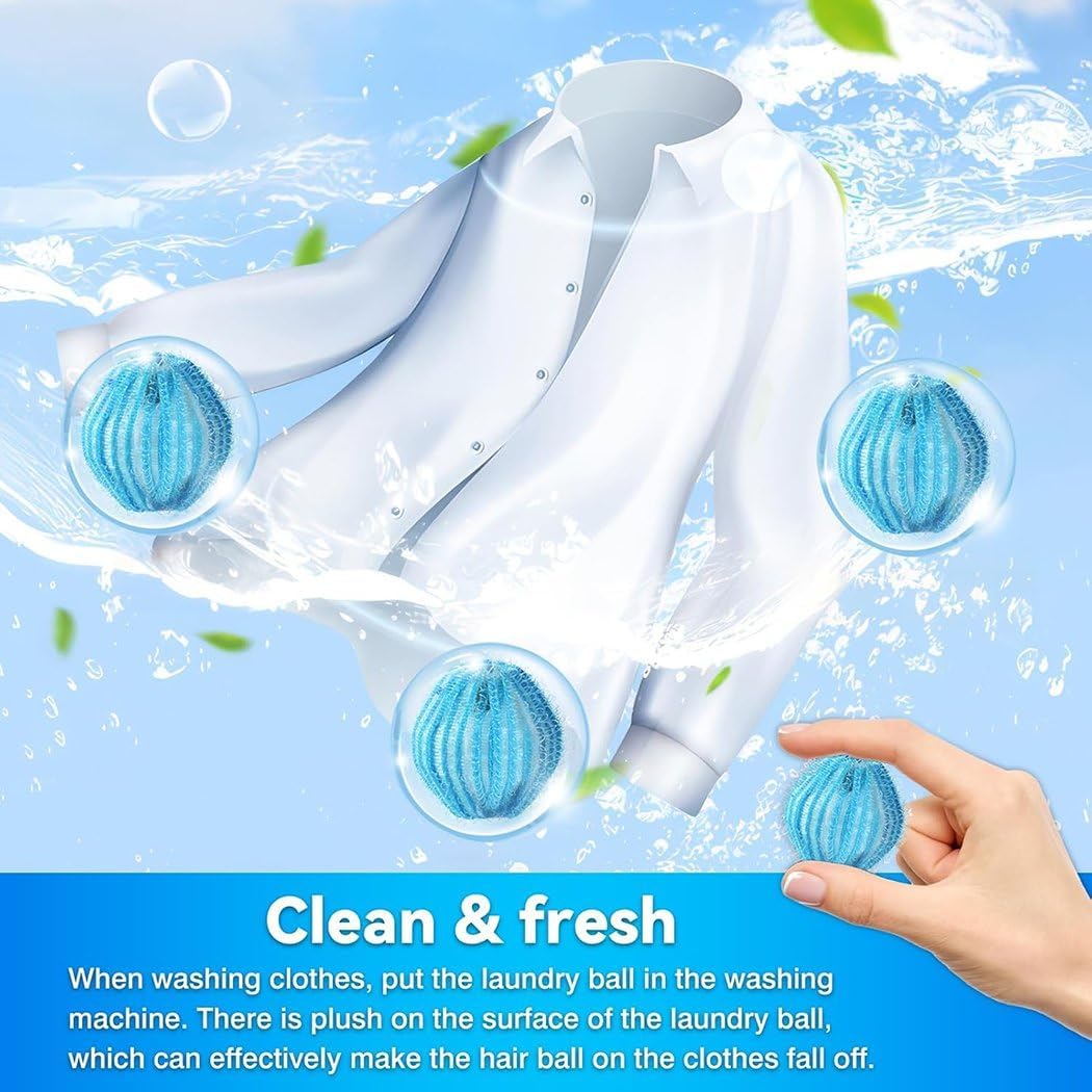 Reusable Laundry Hair Remover Balls - Lint Catcher for Washer & Dryer - Easy Home Solution for Removing Pet Hair, Lint & Fur from Clothes and Bedding