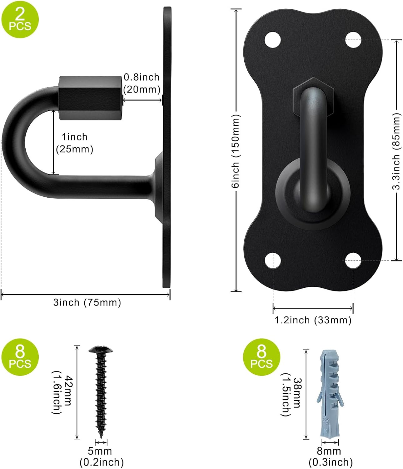 Dog Leash Hooks for Wall Black Dogs Leash Wall Mount Dog Hook for Leashs for Secure and Escape-Proof Hook for Lead Management