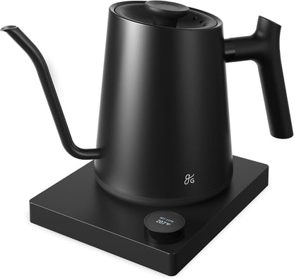 Greater Goods Gooseneck Electric Kettle, 1200W Temperature Control, 0.8L | Pour-Over & Tea Kettle with Stainless Steel Interior, Built-In Brew Timer, Fast Heating for Chemex, V60, & Matcha (Birch)
