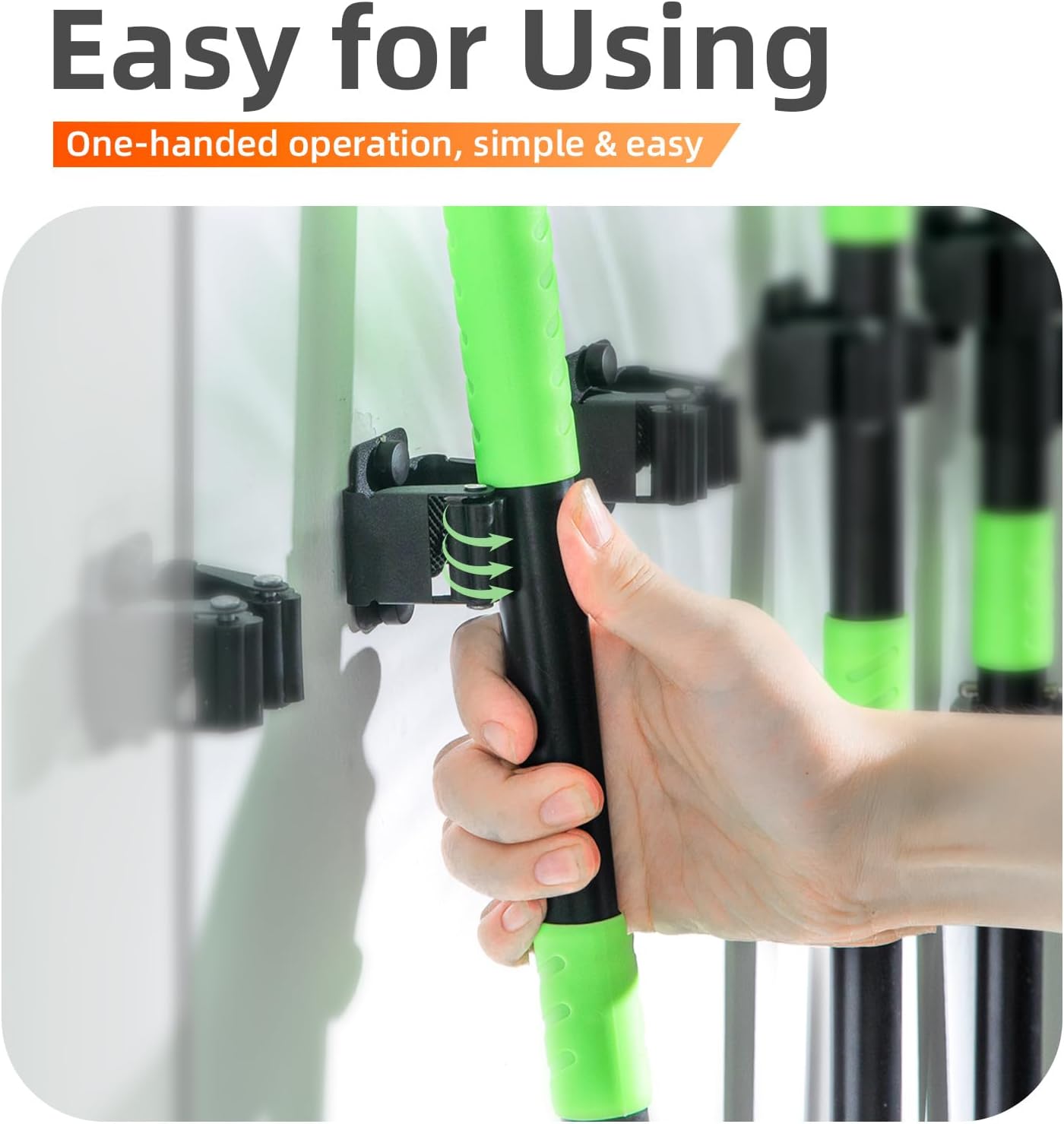 5 PCS Broom Holder Wall Mount, Upgraded Heavy Duty Mop and Broom Holder Wall Mount, Stainless Steel Broom Hanger Mop Holder Rack for Kitchen Laundry Garden Tool Organizer