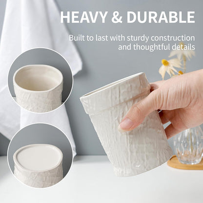 Toothbrush Holder, Tooth Brush Holder for Bathroom - Ceramic Toothbrush Cup White Toothbrush Holders Countertop, Makeup Brush Holder Pen Holder, 3.62" x 3.62" x 3.93", ANTIS'S HOME