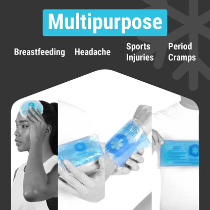 ICEWRAPS Reusable Ice Packs Compact in 4 Sizes, Soft Cooling Pack 7 Pack | Hot or Cold Use, Puncture Resistant, Flexible Ice Pack for Everyday Comfort, Multipurpose Gel Design, FSA-HSA Eligible