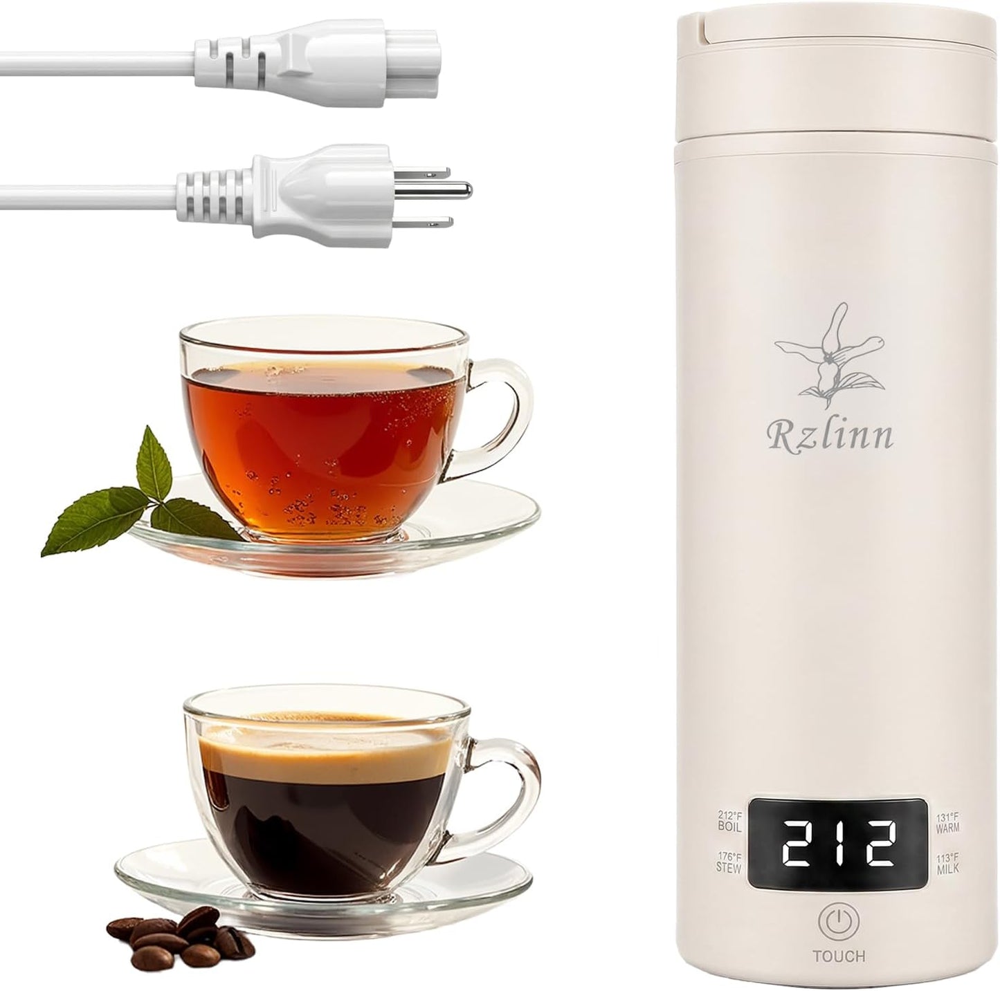 Portable Electric Kettle （120V）, Travel Tea Kettle, 316 Stainless Steel Premium Liner, 4-speed Temperature Adjustment with Auto Shut-off and Boil-Off Protection black