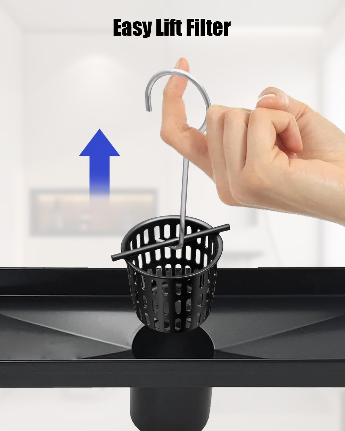 2 Pcs 2 Inch Hair and Debris Strainer, Black Coating Shower Drain Strainer with Lifting Hook, Stainless Steel Debris Basket Shower Catcher for Square/Floor Drain