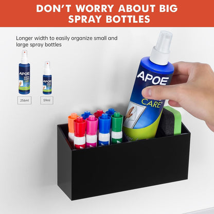 Magnetic Dry Erase Marker Holder for Whiteboard, Fridge, Classroom | Acrylic Magnet Pen Holder for Office, Refrigerator, Whiteboard Maker Holder for Teacher, Locker Organizer Accessories(Clear)