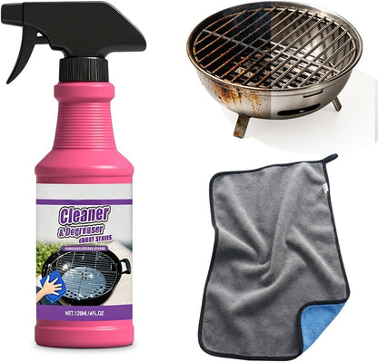 Fast Acting Heavy Duty Grill Degreaser Spray for BBQ Cleaner & Grates Oven | Multi Surface No Scrub Grease Remover, 120ml for Racks Baking Sheets Stovetops Pans, Suitable for Outdoor Grill & Kitchen Use