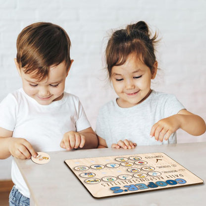 Daily Routine Chart for Kids, Visual Schedule, Routine Chart for Toddlers 3-5, Morning Bedtime Routine Chart for Toddlers, Wooden Chore Chart for Kids