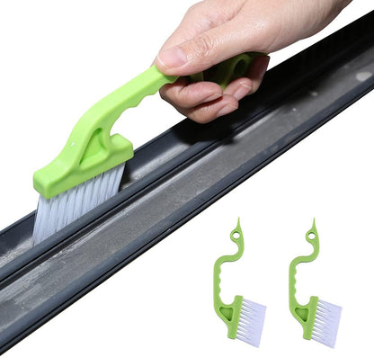 2pcs Hand-held Groove Gap Cleaning Tools Door Window Track Kitchen Cleaning Brushes (Sky Blue)