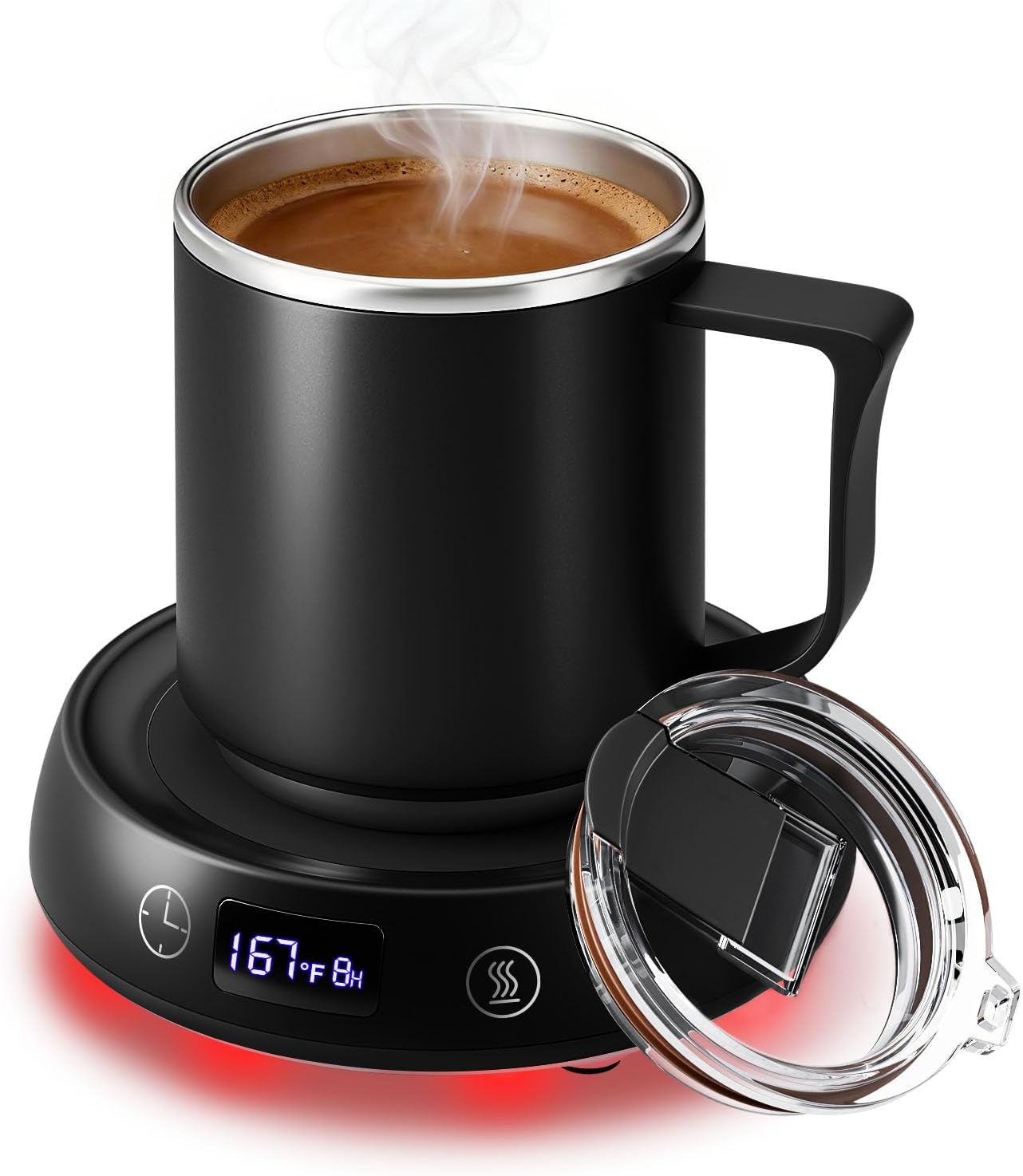 Coffee Mug Warmer + Mug Set, Cup Warmer for Desk, Candle Warmer with Timer | Electric Beverage Milk Tea Hot Drinks Warmer, 4 Temp Setting, 8H Auto Shut off Timer, Home Office Birthday Present