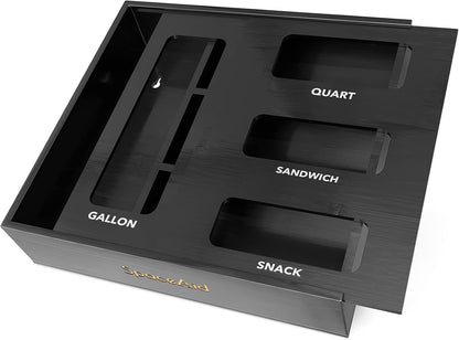 SpaceAid Bag Storage Organizer for Kitchen Drawer, Bamboo Organizer, Compatible with Gallon, Quart, Sandwich and Snack Variety Size Bag (1 Box 4 Slots)
